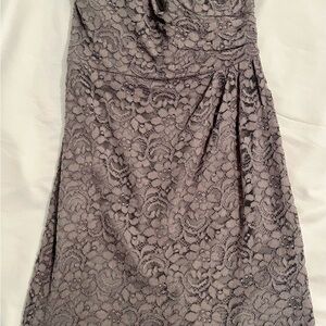 David's Bridal Strapless Gray Lace Dress